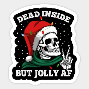 Dead Inside But Jolly Af Skull Santa Skeleton Sticker